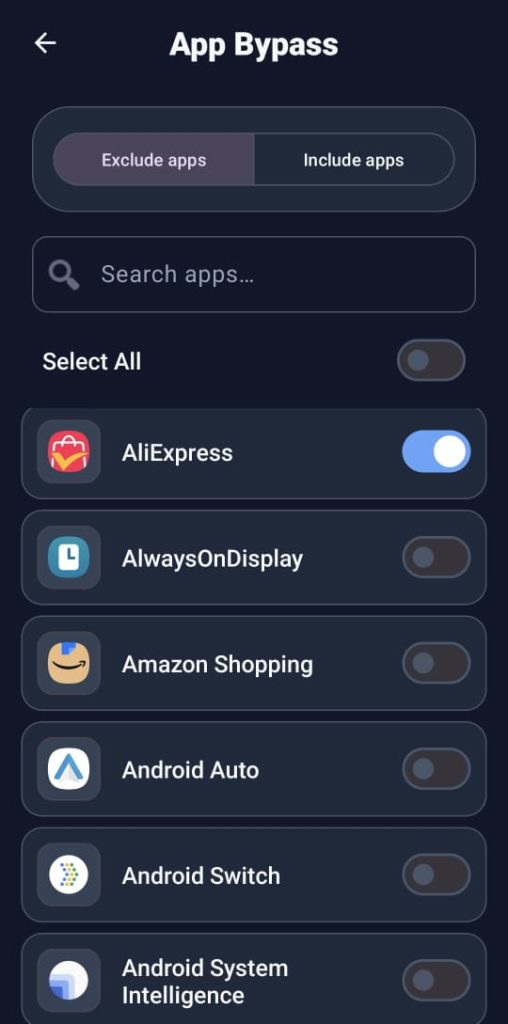 تونل کردن برنامه ها ByteG8 VPN
