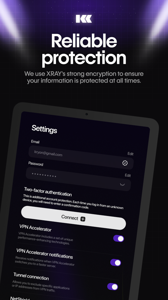 ساخت اکانت در فیلترشکن kryonvpn