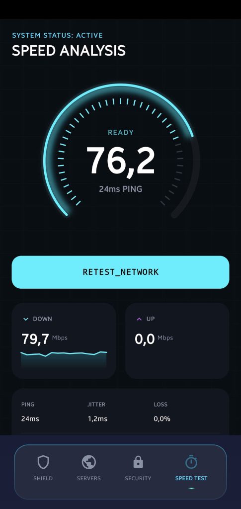 تست سرعت فیلترشکن AH VPN