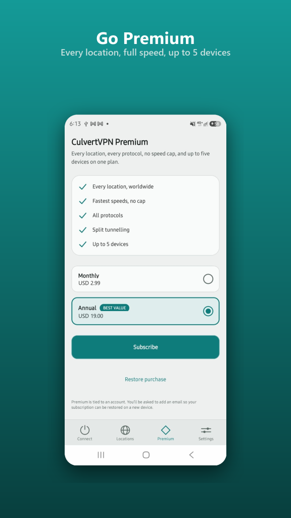 نسخه پرمیوم فیلترشکن CulvertVPN 