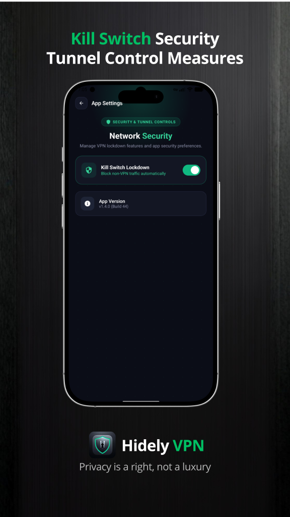قابلیت کیل سوئیچ فیلترشکن Hidely VPN