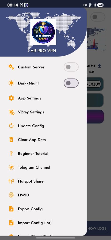 تنظیمات فیلترشکن AR Pro VPN