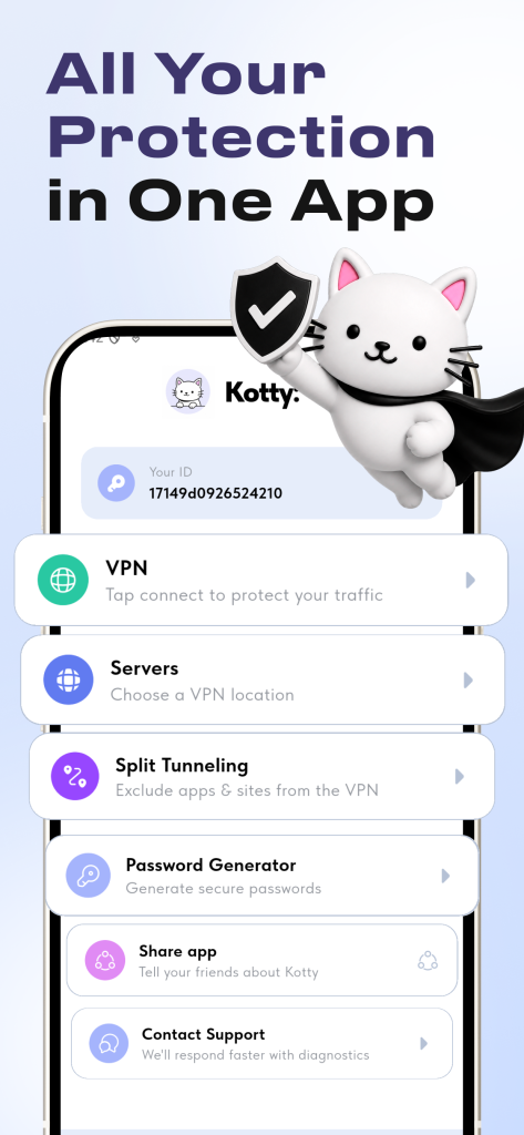 قابلیت های فیلترشکن Kotty VPN
