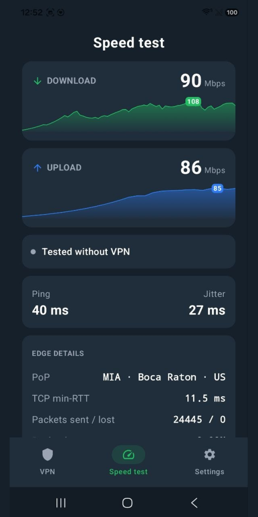 تست سرعت فیلترشکن Mama VPN